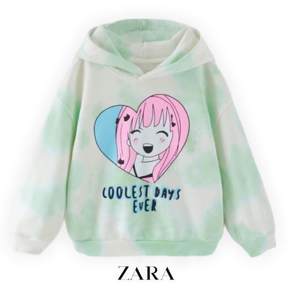 Zara Other - ZARA Kids | Mid-Green | TIE DYE ANIME SWEATSHIRT